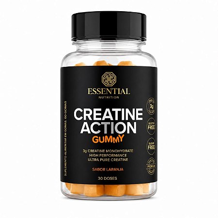 Creatine Action Gummy 60 Gomas Laranja Essential Nutrition