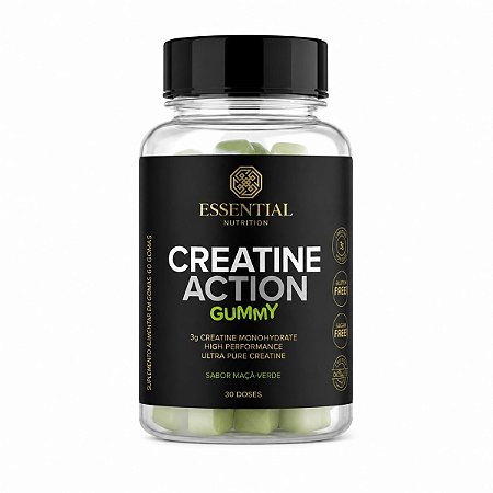 Creatine Action Gummy 60 Gomas Maça-Verde Essential Nutrition