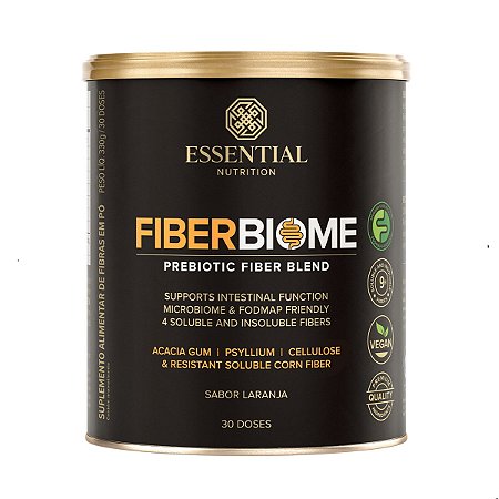 Fiberbiome Prebiotico E Fibra 330g Laranja Essential Nutrition