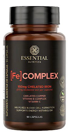 Fe Complex Ferro Cobre Vit B Vit C 90 Caps Essential Nutrition
