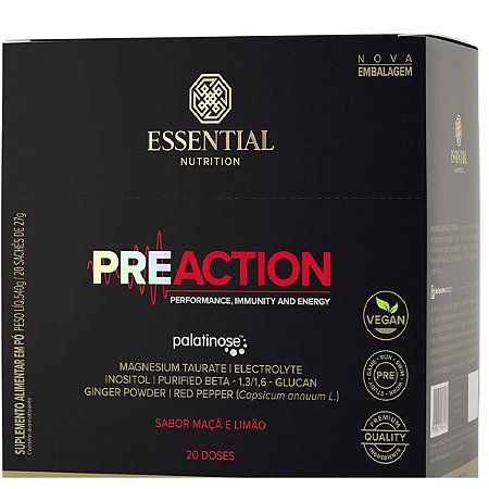 Pre Action 20 Sachês Maça e Limão Essential Nutrition