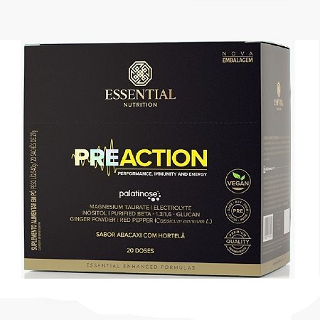 Pre Action 20 Sachês Abacaxi Com Hortelã Essential Nutrition
