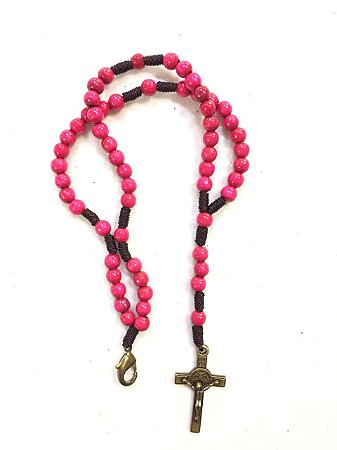 Pulseira Acampamento Madeira 4mm - Rosa (8331)