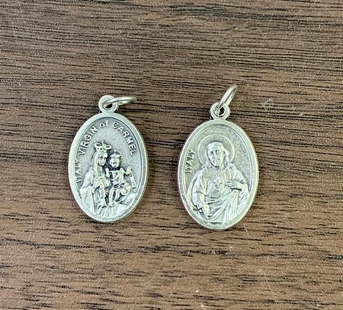 Medalha Italiana Sagrado Coração de Jesus / N. Sra. do Carmo (8327)