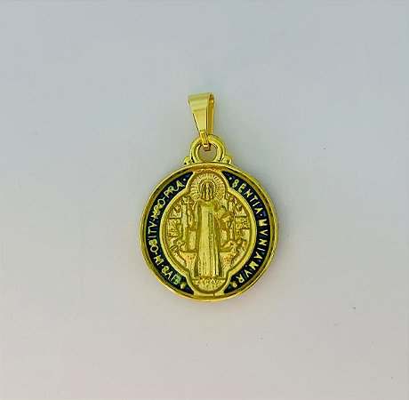 Medalha resinada São Bento peq dourada (5211)