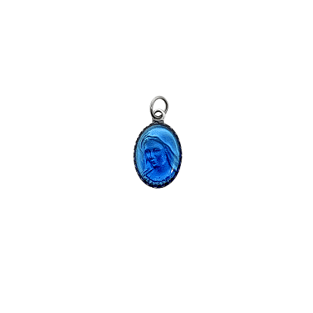 Medalha Rainha da Paz e Jesus Misericordioso 1,6 cm, Resinada Azul - Medjugorje
