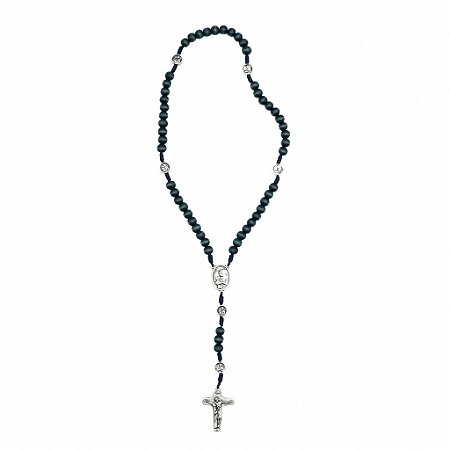 Terço madeira azul escuro entre meio São José / Sagrada Família - Medjugorje