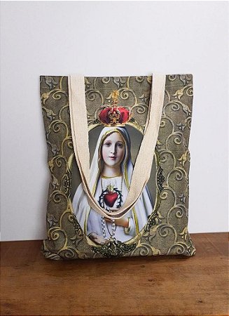 Bolsa Nossa Senhora de Fátima 35x33cm  (alça creme)
