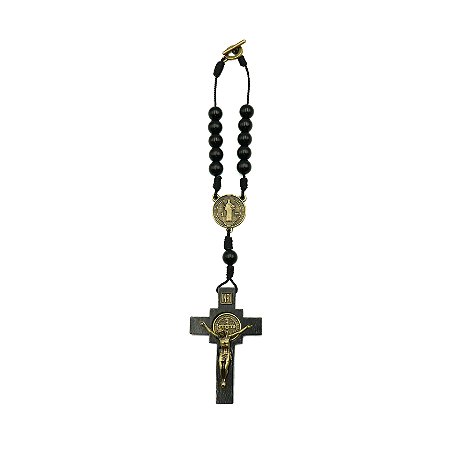 Dezena Carro ABS Preto Cruz 4 Canto Triangulo Metal Ouro velho