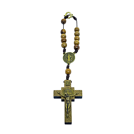 Dezena Carro Imbuia  Cruz 4 Canto Triângulo Metal Ouro Velho