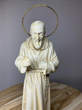 Imagem São Padre Pio 30cm Resina Marfim (8571)