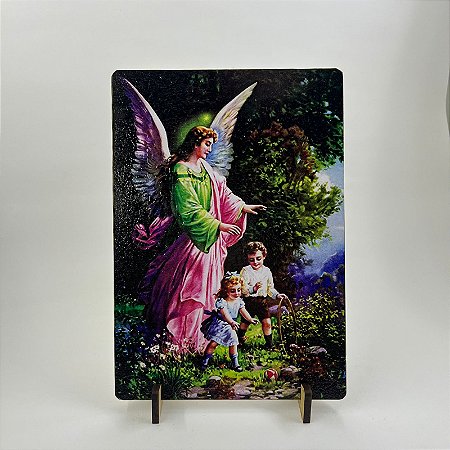 Quadro em MDF (porta retrato) 14 x 20 cm - Santo Anjo da Guarda