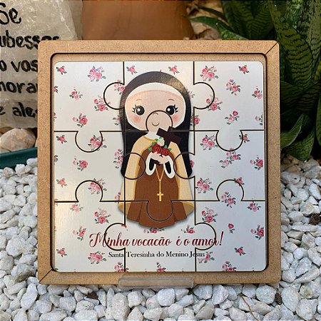 Quebra cabeça 18cm 9 peças MDF - Santa Teresinha do Menino Jesus