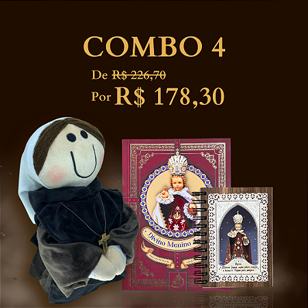COMBO 4 - BLACK FRIDAY (Boneca de Pelúcia + Livro Divino Menino Jesus + Bloquinho de Anotações)