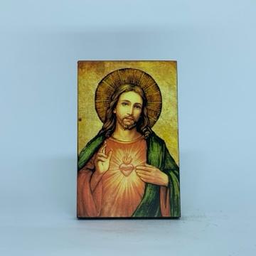 Icone 14cm (14 x 9) Madeira - SAGRADO CORAÇÃO JESUS