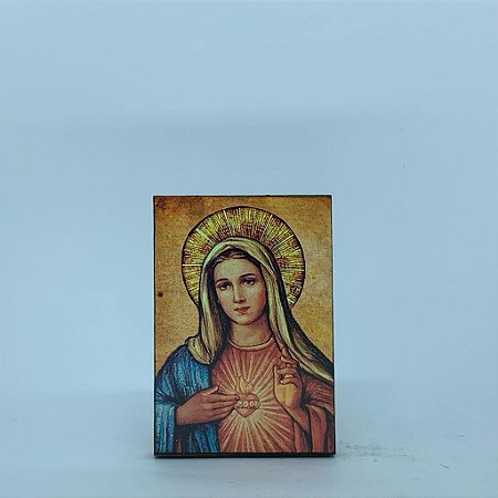 Icone 10cm (10 x 8) madeira - IMACULADO CORAÇÃO DE MARIA