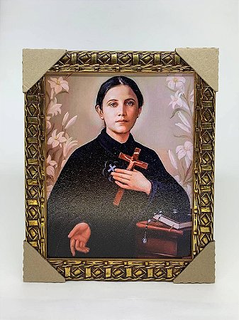 Quadro moldura trabalhada dourado 20 x 25 - SANTA GEMMA GALGANI