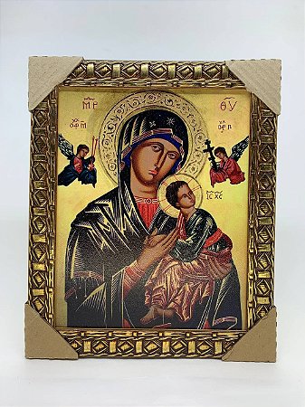 Quadro moldura trabalhada dourado 20 x 25 - NOSSA SENHORA DO PERPETUO SOCORRO