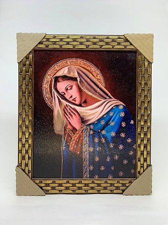 Quadro moldura trabalhada dourado 20 x 25 - NOSSA SENHORA DO ROSÁRIO