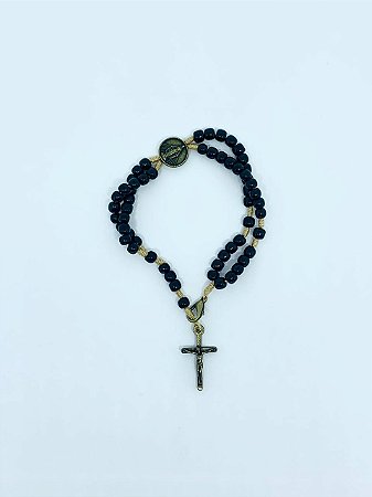 PULSEIRA TERCO NOSSA SENHORA DAS GRACAS MADEIRA PRETA P73P-03