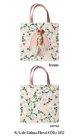 Bolsa Ecobag Nossa Senhora de Fátima com Floral