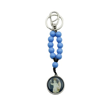 Chaveiro Dezena Com Medalha Resinada São Miguel Glorioso Hesed - Azul