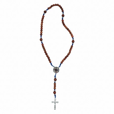 Terço madeira cor canela cordão 8mm São Miguel