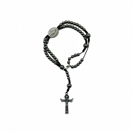 Terço de Pulso Hematita - Nossa Senhora das Graças