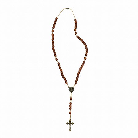 Terço Colar São Bento 6mm Triângulo e Cruz