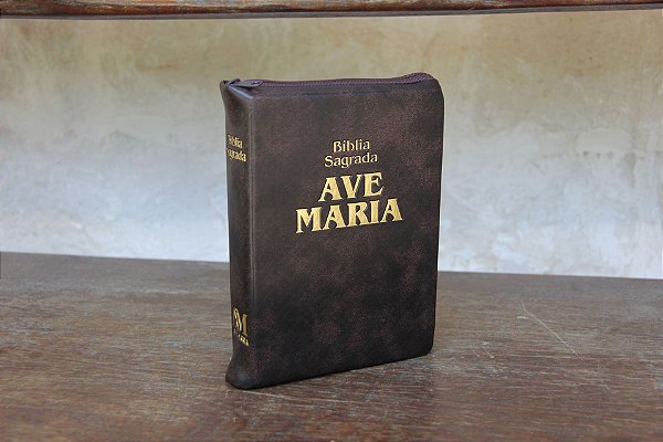 Bíblia sagrada Ave-Maria zíper média marrom (117)