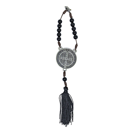 Adorno de Carro Medalha São Bento Prata Velha