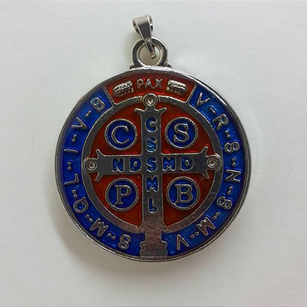 Medalha de São Bento 30mm Resinada Niquel (5159)