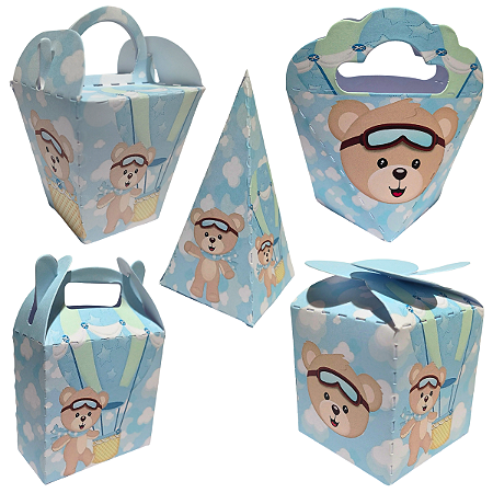 20 Caixinhas Tema Ursinho Baloeiro Sem Personalização