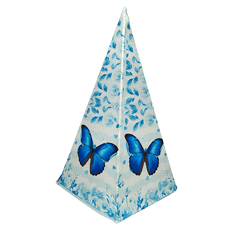Caixa Piramide Tema Borboleta Azul Sem Personalização