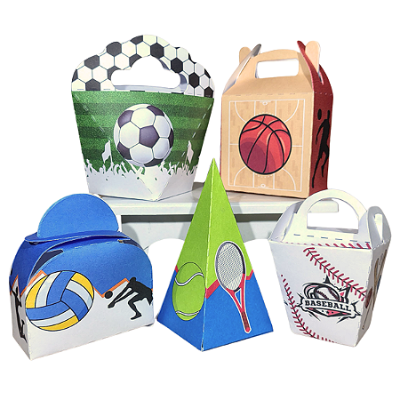 20 Caixinhas Tema Esportes Bolas Sem Personalização