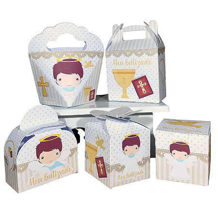 20 Caixinhas Tema Batizado Menino Sem Personalização