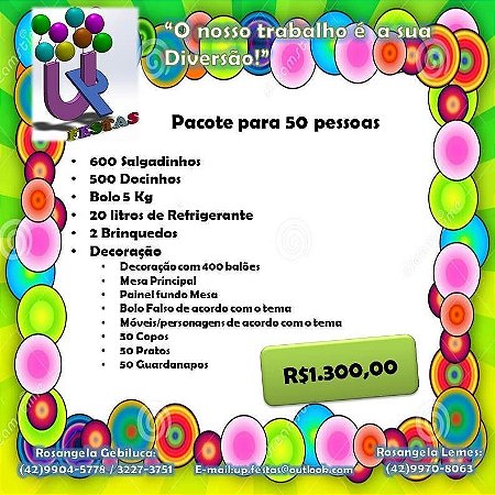 Pacote para 50 pessoas