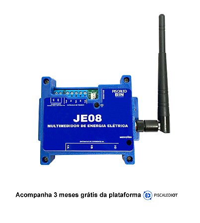 Medidor De Consumo De Energia Elétrica WATT METER JE08 - Corrente até 2000A - Plataforma de Monitoramento Energia
