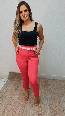 calça cos alto tecido