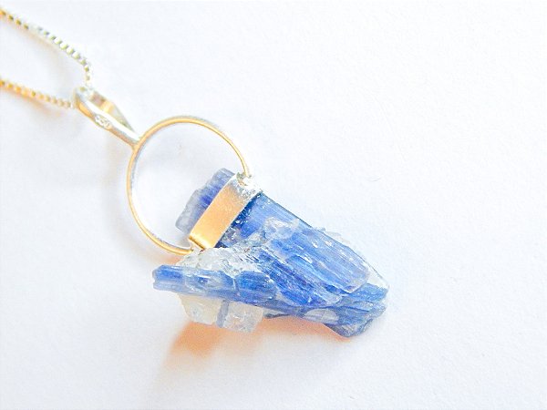 Colar Prata 925 - Raio Azul (Pedra Cianita Azul)