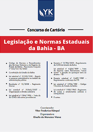 Legislação e Normas Estaduais do Estado da Bahia - Concurso de Cartório - Pré-venda Lote Único