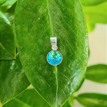 Pingente Escama de Sereia em Prata 925 e Resina