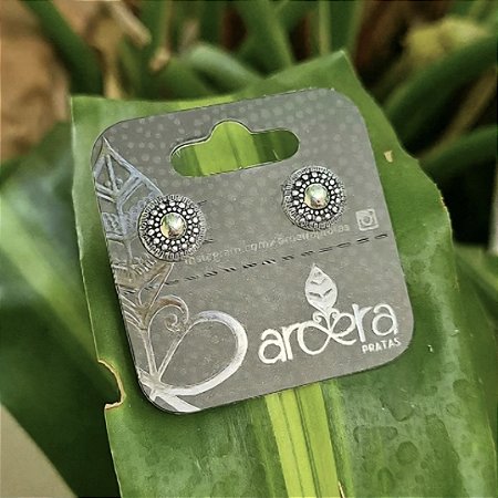 Brinco Pequeno Mandala Estamparia em Prata 925