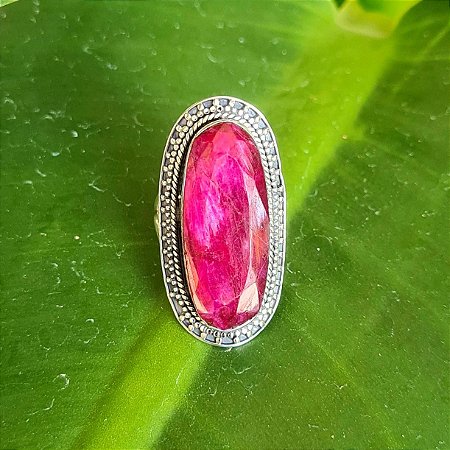 Anel Grande em Prata 925 e Rubi