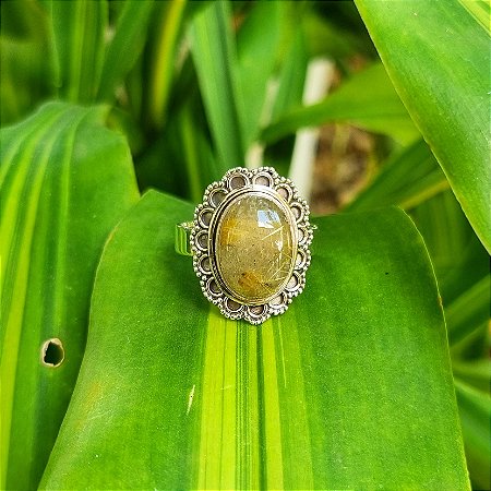 Anel em Prata 925 e Quartzo Rutilado