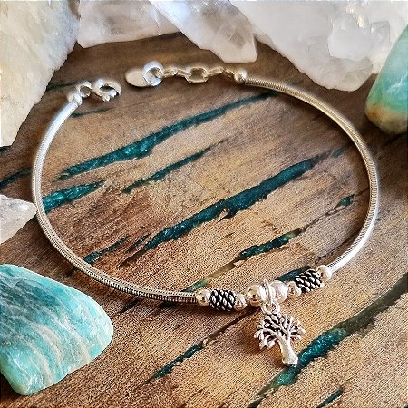 Pulseira com Pingente Árvore da Vida em Prata 925