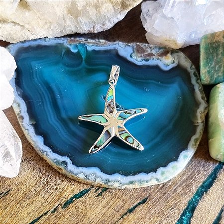 Pingente Estrela do Mar em Prata 925 e Abalone