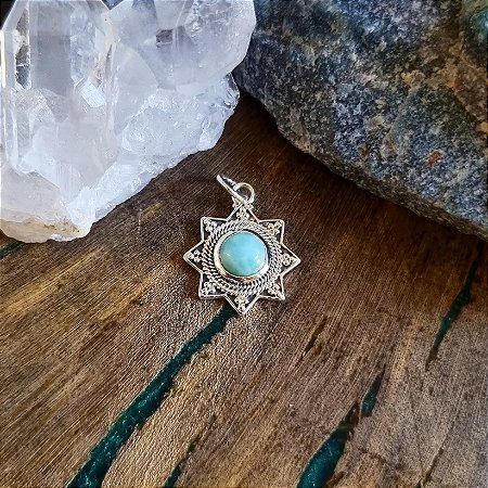 Pingente Boho em Prata 925 e Larimar