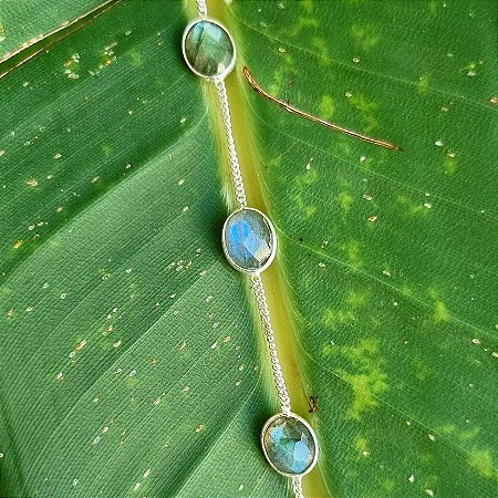 Pulseira Oval em Prata 925 e Labradorita