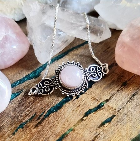 Pulseira Boho Gravatinha em Prata 925 e Quartzo Rosa